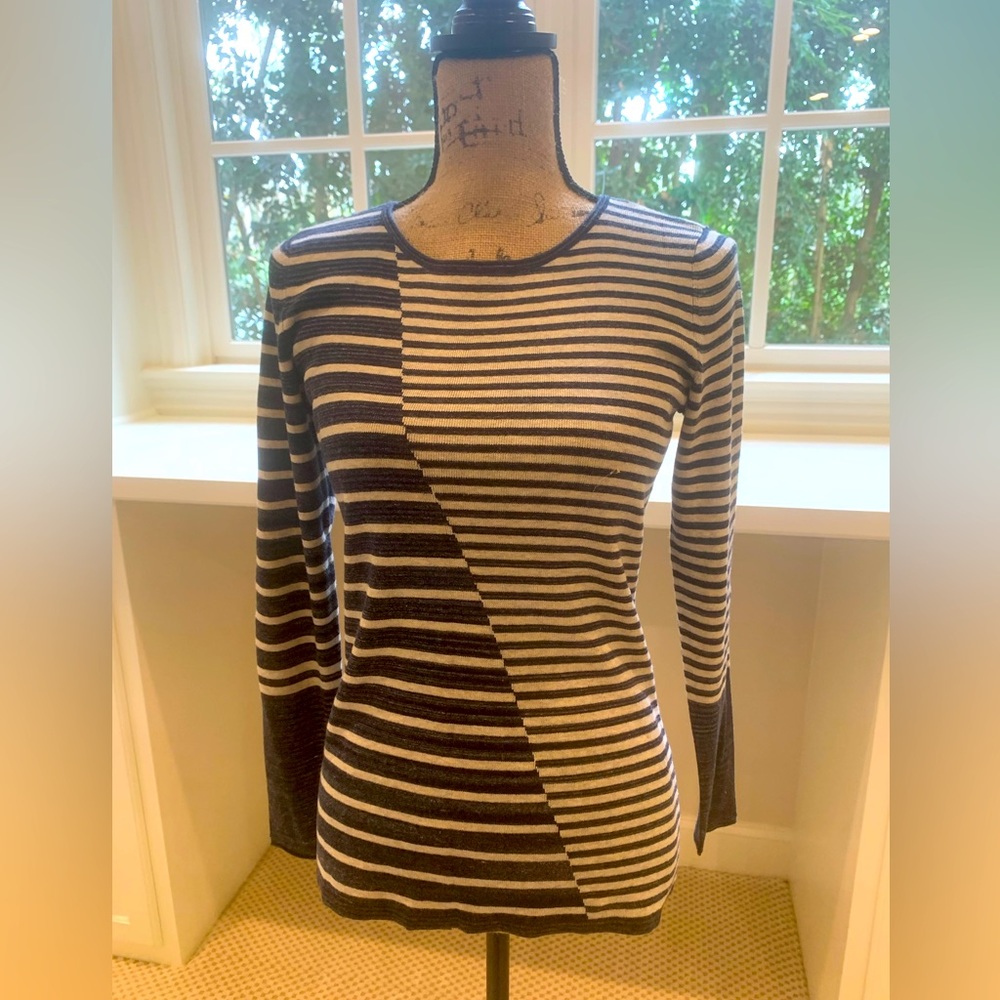 Nic + Zoe Sweater Blue Striped Size SM